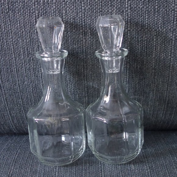 Vintage Glass Salad Dressing Shakers with All Glass Caps - Picture 1 of 7